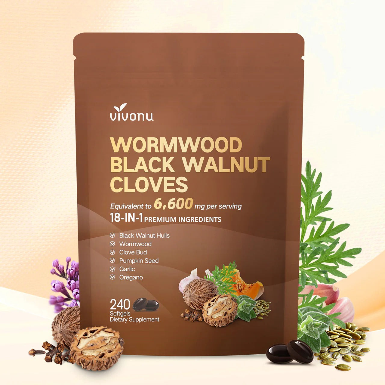 Wormwood Black Walnut Cloves 6600mg | 18-in-1